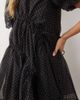 Ghospell Ghospell exclusive seersucker puff sleeve asymmetric drawstring mini dress in black polka dots - 3