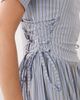 Ghospell Ghospell Piper short sleeve tiered skirt midi dress in light blue striped print - 2