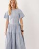 Ghospell Ghospell Piper short sleeve tiered skirt midi dress in light blue striped print - 4