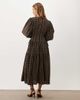 Ghospell Ghospell Tamara cotton round neck blouson sleeve midi dress in olive check-Multi - 2