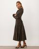 Ghospell Ghospell Tamara cotton round neck blouson sleeve midi dress in olive check-Multi - 3