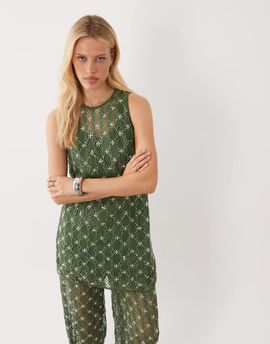 Ghospell Ghospell Zuma embellished sleeveless mini dress in dark green - part of a set