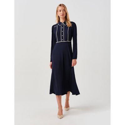 Ghost London Ghost London Alberta Contrast Piping Midi Dress