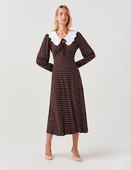 Ghost London Ghost London Contrast Collar Crepe Midi Dress