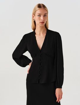 Ghost London Ghost London Edina V-Neck Button Through Blouse
