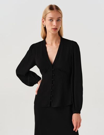 Ghost London Ghost London Edina V-Neck Button Through Blouse