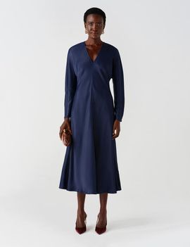 Ghost London Ghost London Hatty Long Sleeve Satin Midi Dress