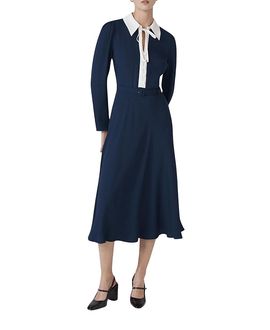 Ghost London Ghost London Lillian Crepe Collared Neck Midi Dress