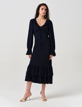 Ghost London Ghost London Melina Crepe Ruffle Hem Midi Dress