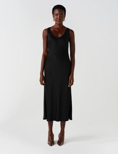 Ghost London Ghost London Palm Satin Sleeveless Slip Midi Dress