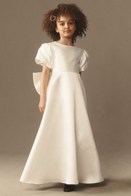 Gió Bespoke Giulia Short-Sleeve Back-Bow Flower Girl Dress