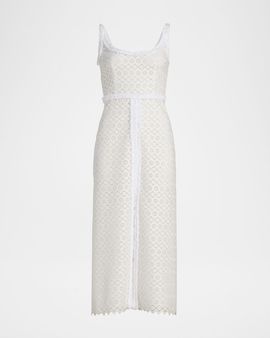 Giambattista Valli Floral Macramé Sleeveless Midi Dress