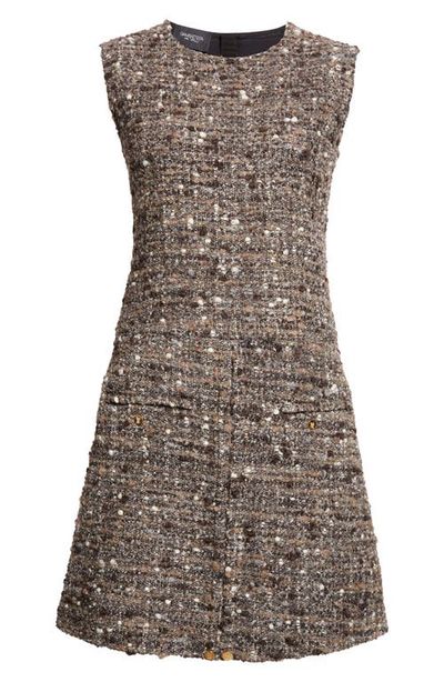 giambattista valli embroidered boucle mini dress Giambattista Valli Polka-Dot Boucle Long-Sleeve Godet Mini Dress
