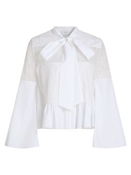 Giambattista Valli Women's Lace-Trimmed Cotton Blouse