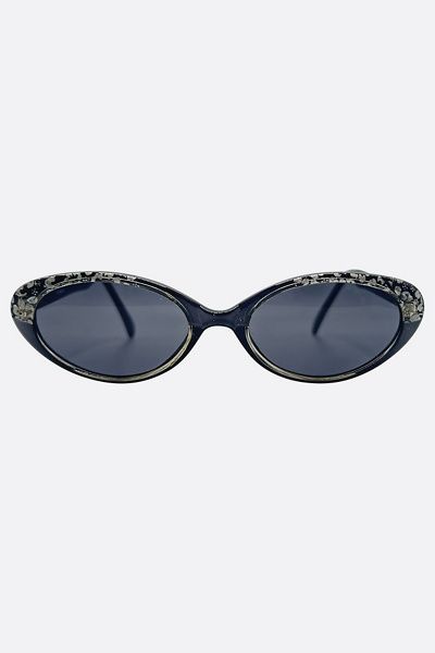 Giant Vintage Sunglasses Giant Vintage Sunglasses Giant Vintage Sissy Slim Oval Cat-Eye Sunglasses in Charcoal Shimmer, Women's at Urban Outfitters