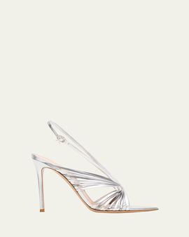 Gianvito Rossi 105mm Metallic Leather Slingback Sandals