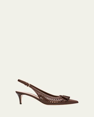 Gianvito Rossi 55mm Vitello Cutout Leather Slingback Pumps