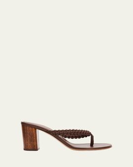Gianvito Rossi 70mm Braided Nappa Leather Thong Sandals