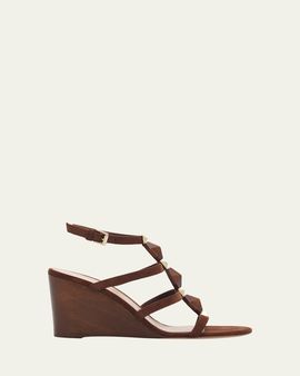 Gianvito Rossi 70mm Wooden Stud Suede Caged Sandals