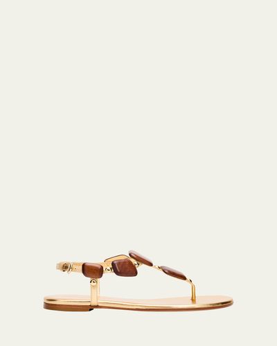 Gianvito Rossi Beaded Nappa Metallic Leather Thong Sandals