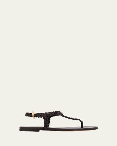 Gianvito Rossi Braided Nappa Leather Flat Thong Sandals