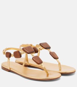 Gianvito Rossi Gianvito Rossi Beaded metallic leather thong sandals