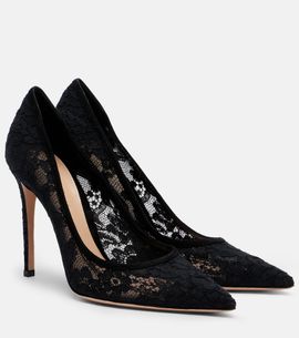 Gianvito Rossi Gianvito Rossi Claudia suede-trimmed lace pumps