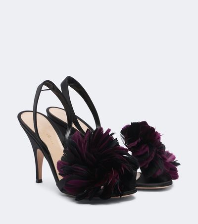 Gianvito Rossi Gianvito Rossi Floral-appliqué satin slingback sandals