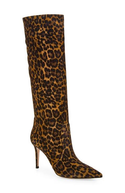 Gianvito Rossi Gianvito Rossi Hansen Leopard Print Pointed Toe Suede Over the Knee Boot