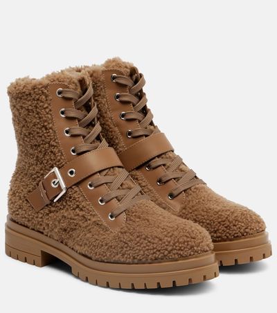 Gianvito Rossi Gianvito Rossi Leather-trimmed shearling lace-up boots