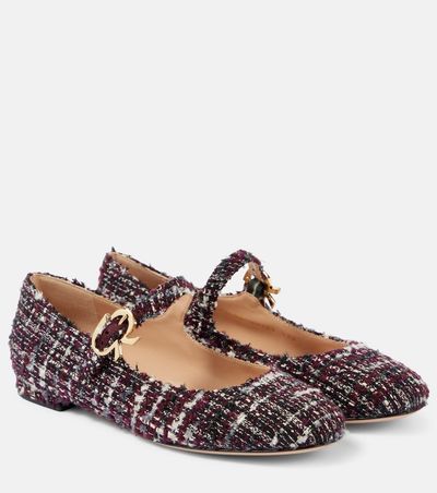 Gianvito Rossi Gianvito Rossi Mary Ribbon bouclé Mary Jane flats