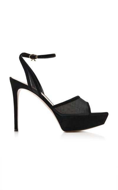 Gianvito Rossi Gianvito Rossi Mesh and Suede Platform Pumps