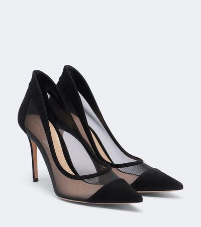 Gianvito Rossi Gianvito Rossi Mesh and suede pumps