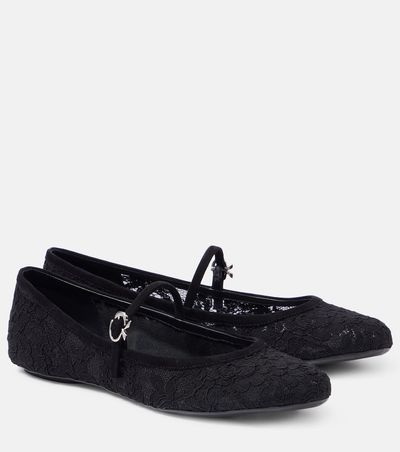 Gianvito Rossi Gianvito Rossi MJ leather-trimmed lace ballet flats