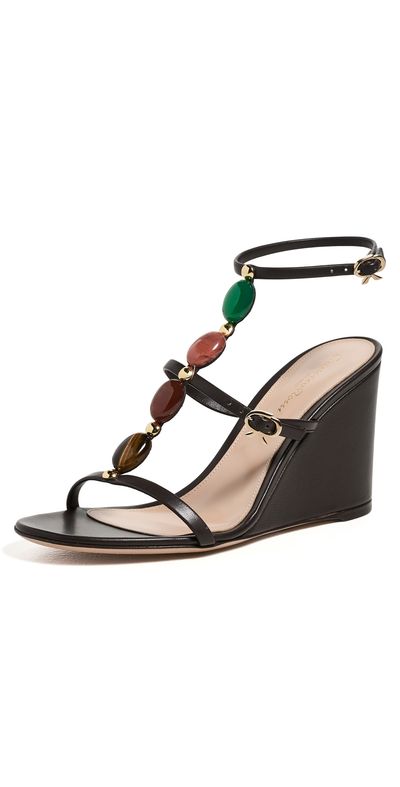 Gianvito Rossi Gianvito Rossi Nappa Wedge Sandals Moka