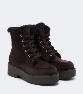 Gianvito Rossi Gianvito Rossi Shearling-lined suede lace-up boots
