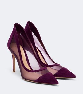 Gianvito Rossi Gianvito Rossi Suede-trimmed mesh pumps