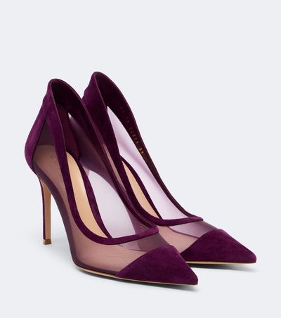 Gianvito Rossi Gianvito Rossi Suede-trimmed mesh pumps