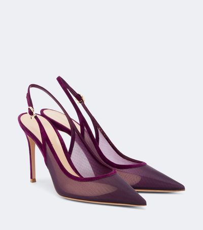 Gianvito Rossi Gianvito Rossi Suede-trimmed organza slingback pumps