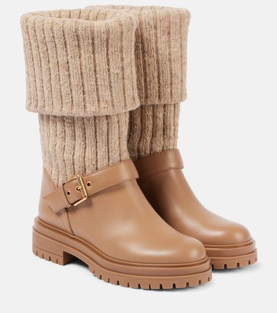 Gianvito Rossi Gianvito Rossi Thurso leather-trimmed biker boots