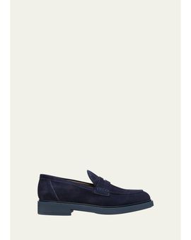 Gianvito Rossi Men's Harris Suede Penny Loafers