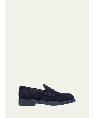 Gianvito Rossi Men's Harris Suede Penny Loafers