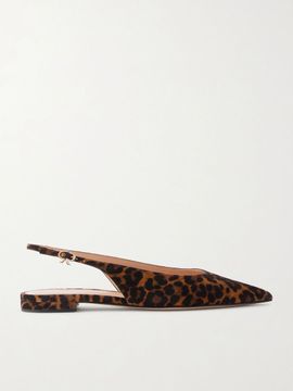 GIANVITO ROSSI Robbie animal-print suede slingback flats