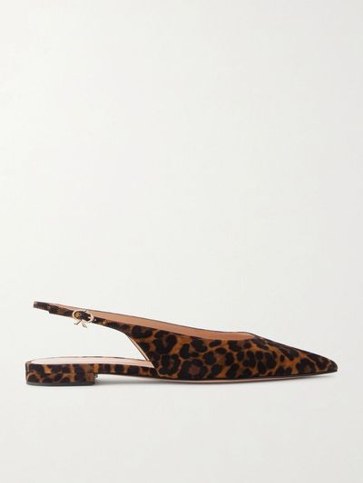 GIANVITO ROSSI Robbie animal-print suede slingback flats