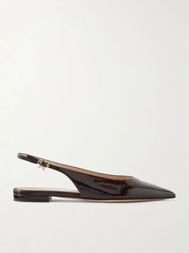 GIANVITO ROSSI Robbie polished-leather slingback flats