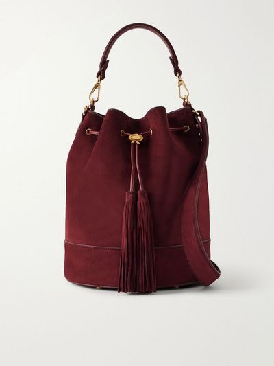GIANVITO ROSSI Sienna tasseled suede drawstring bucket bag