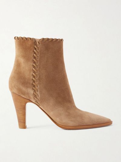 GIANVITO ROSSI Whipstitched leather-trimmed suede ankle boots
