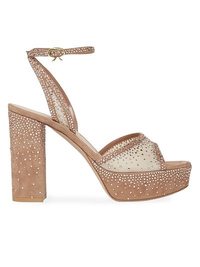 Gianvito Rossi Women's 100MM Crystal-Embellished Suede Sandals