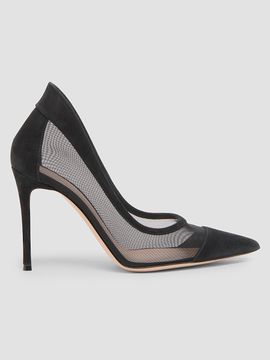 Gianvito Rossi Women's 95MM Mesh & Suede Pumps