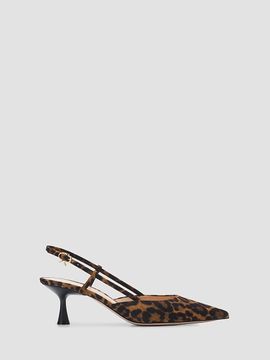 Gianvito Rossi Women's Ascent 55MM Leopard Suede Kitten Heel Slingbacks